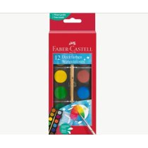 Фарби акварельні Faber-Castell сухі з пензликом, 12 кольорів, D=24