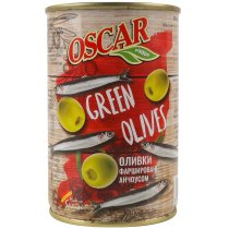 Оливки Oscar фаршированные анчоусом, 300 г ж/б ключ