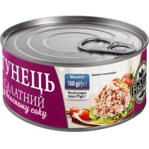 Тунець салатний Fish Line у власному соку, 160 г ж/б ключ