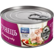 Тунець Fish Line у власному соку, 160 г ж/б ключ