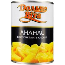 Ананасы Дольче Вита кусочками в легком сиропе, 565г ж/б ключ