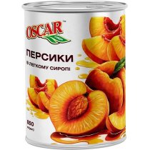 Персики Oscar половинками в легком сиропе, 850 мл ж/б ключ