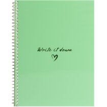 Блокнот А5, пласт. обкл., бічна спіраль, 60 арк., клітинка, м'ятний