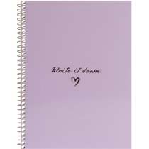Блокнот А5, пласт. обкл., бічна спіраль, 60 арк., клітинка, бузковий