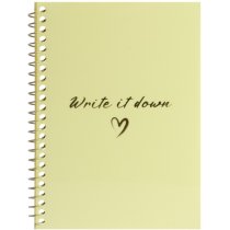 Блокнот А6, пласт. обкл., бічна спіраль, 60 арк., клітинка, лимонний