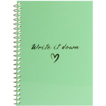 Блокнот А6, пласт. обкл., бічна спіраль, 60 арк., клітинка, м'ятний