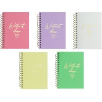 Блокнот А7, пласт. обкл., бічна спіраль, 60 арк., клітинка, асорті