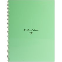 Блокнот А4, пласт. обкл., бічна спіраль, 60 арк., клітинка, м'ятний
