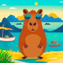 Полотно ґрунтоване з контуром, 20х20, „Капібара в окулярах“, бавовна, дрібне зерно, на основі ХДФ, A