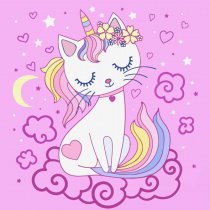 Полотно ґрунтоване з контуром, 20х20, „Мила киця“, бавовна, дрібне зерно, на основі ХДФ, Arteo