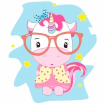 Полотно ґрунтоване з контуром, 20х20, „Розумна єдиноріжка“, бавовна, дрібне зерно, на основі ХДФ, Ar