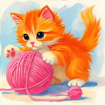 Полотно ґрунтоване з контуром, 20х20, „Руде кошеня“, бавовна, дрібне зерно, на основі ХДФ, Arteo