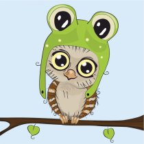 Полотно грунтованное с контуром, 20х20, "Совенок", хлопок, мелкое зерно, на основе ХДФ, Arteo