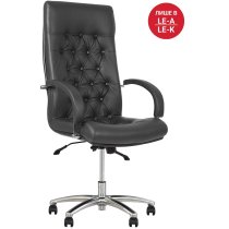 Крісло FIDEL LUX STEEL CHROME ANYFIX AL68 P LE-A, гум.ролики, натур.шкіра, чорне