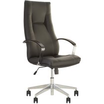 Крісло KING STEEL TILT AL70 P LE-N/LE-N 1.031, гум.ролики,натур.шкіра, сіре