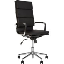 Крісло SLIM HB FX TILT CHR64 P ECO-30, гум.ролики, екошкіра, чорне