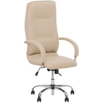Крісло STAR STEEL CHROME TILT CHR68 P ECO-07, гум.ролики, екошкіра, світло-бежеве