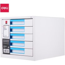 Настільний короб Deli з 5 шухлядами, колір білий/синій