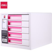 Настільний короб Deli з 5 шухлядами, колір білий/рожевий