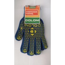 Рукавички 646 сині (долоня-нанесення ПВХ синє) 2 нитки ХБ70%/ПЕ30% 10 розм. DOLONI