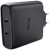 Зарядное устройство сетевое Trust Maxo 100Вт, GaN, 2xUSB-C ,PD/PPS, черный