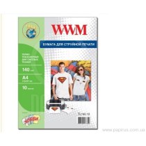 Фотопапір WWM A4, термотрансферний, 140 г/м2, 10арк.