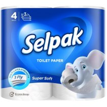 Папір туалетний 3 шари SELPAK 4 рулони, білий