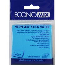 Стикеры Economix, 75х75, голубой, 100л.