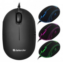Миша дротова DEFENDER Rainbow MS-770L чорний, підсвітка 5 кольорів