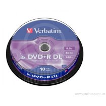 Диск DVD+R VERBATIM Double Layer, 8.5Gb, 10шт, 8х