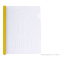 Папка А4 пластиковая с планкой-прижимом 95 л, желтая