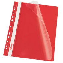 Скоросшиватель Esselte VIVIDA А4 с прозрачным верхом и перфорацией, красный, 10 штук
