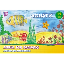 Альбом для малювання на скобі, 12 аркушів, "Aquatic"
