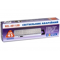 Світильник аварійний DELUX, REL-401 (3.7V1,5Ah) 45 LED 3W, 230x65x30