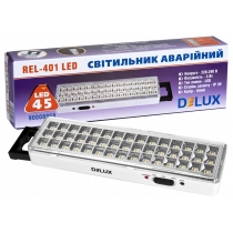 Світильник аварійний DELUX, REL-401 (3.7V1,5Ah) 45 LED 3W, 230x65x30