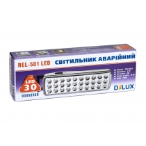 Світильник аварійний DELUX, REL-501 (3.7V1,2Ah) 30 LED 2W, 202x68x40