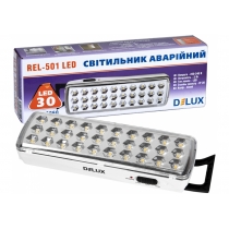 Світильник аварійний DELUX, REL-501 (3.7V1,2Ah) 30 LED 2W, 202x68x40