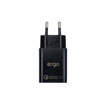 Мережева зарядка ERGO EWC-130QC 1xUSB Wall Charger QC3.0 18W  Black