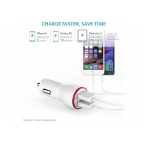 Автомобільний зарядний пристрій Anker PowerDrive 2 24W + Micro USB 0.9m White