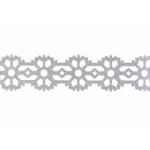 Стрічка фігурна клейка "Сніжинка", срібна, 1.5 м
