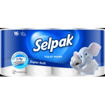 Папір туалетний 3-шари SELPAK 16 рулонів, білий