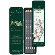 Олівці акварельні чорнографітні Faber-Castell GRAPHITE AQUARELLE набір 5шт у металевій коробці