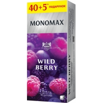 Чай чорний з ароматом лісових ягід пакетований МОNОМАХ WILD BERRY 40+5шт х 1,8г