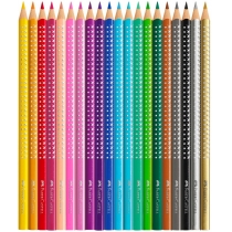 Олівці кольорові Faber-Castell Grip Sparkle 20 кольорів в металевій коробці + чинка