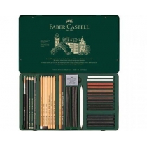 Набір художній спеціальний Faber-Castell PITT MONOCHROME з 33 предметів в металевій коробці