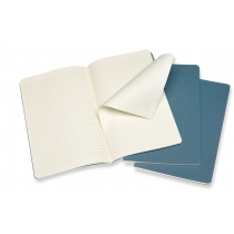 Набір зошитів (3 шт.) Moleskine Cahier 13 х 21 см / Лінійка Жвавий Блакитний