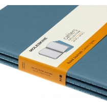 Набір зошитів (3 шт.) Moleskine Cahier 19 х 25 см / Лінійка Жвавий Блакитний