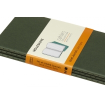 Набір зошитів (3 шт.) Moleskine Cahier 9 х 14 см / Лінійка Зелений