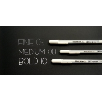 Ручка гелева, Біла 08 MEDIUM (лінія 0.4mm), Gelly Roll Basic, Sakura