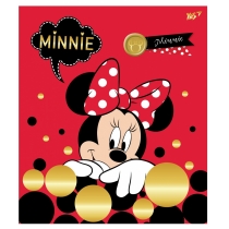 Тетрадь 12 листов,  косая линия, глиттер+фольга золото+софт-тач"Minnie Mouse gold"